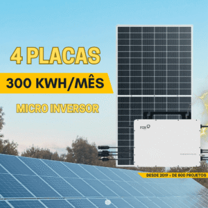 Kit solar 4 placas + Micro - 300 kWh/mês