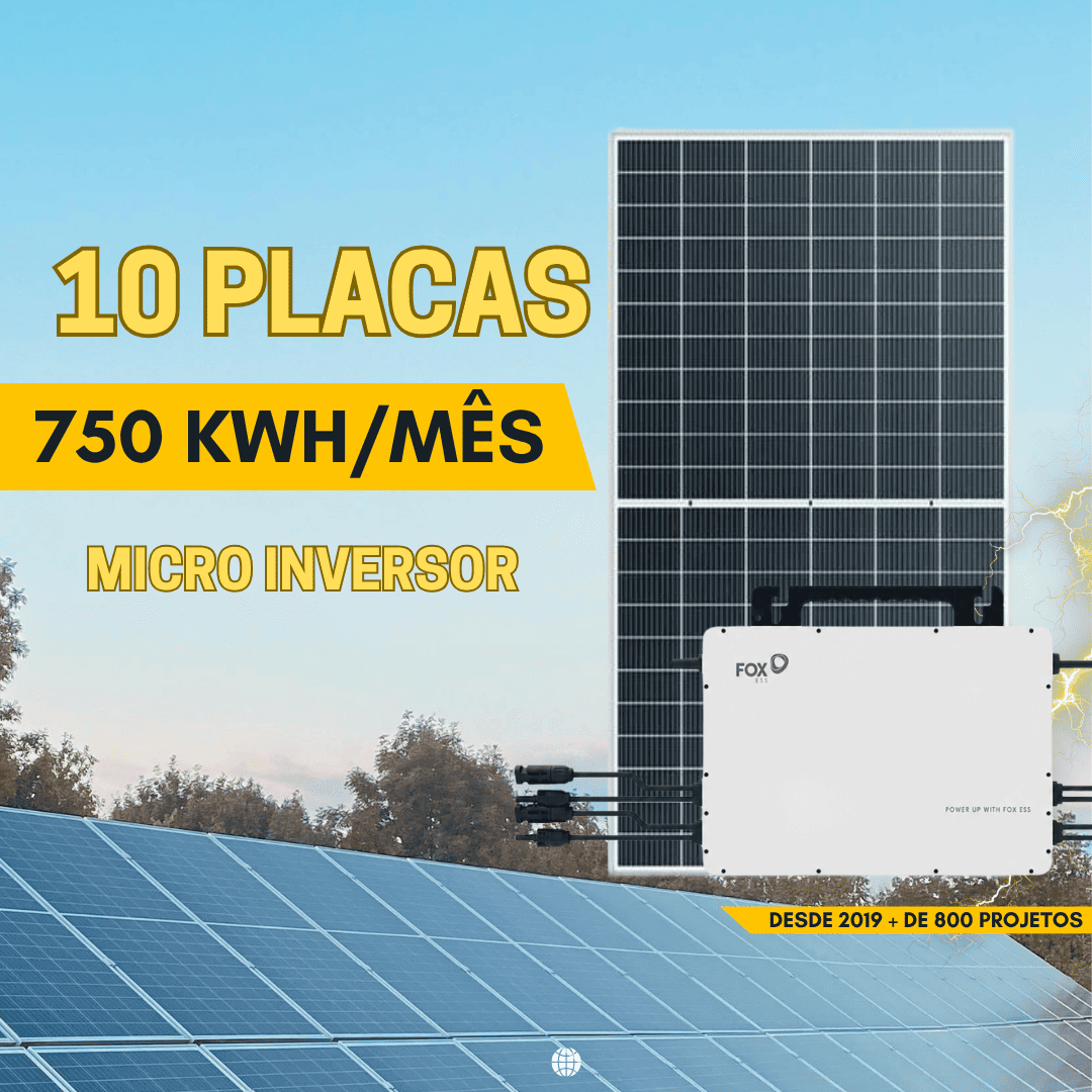 Kit solar 10 placas + Micro - 670 kWh/mês