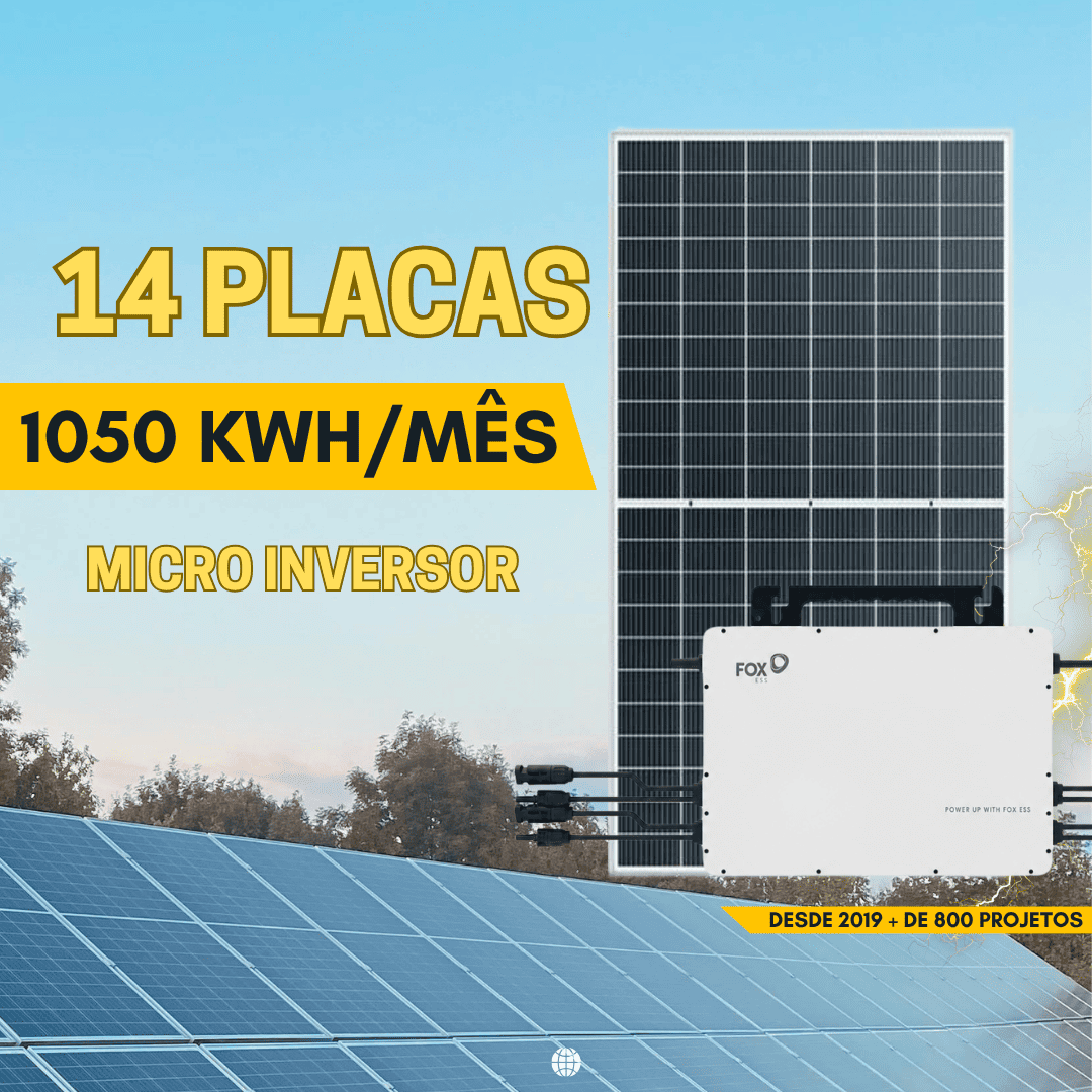 Kit Solar 14 Placas + Micro – 1050 kWh/mês